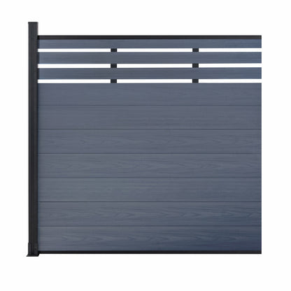 Mondaria Euro Style Contemporary Fence 8 ft H x 6 ft W-Aluminum post with Ground Screw Installation