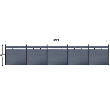 Mondaria Euro Style Contemporary Fence 8 ft H x 6 ft W-Aluminum post with Ground Screw Installation