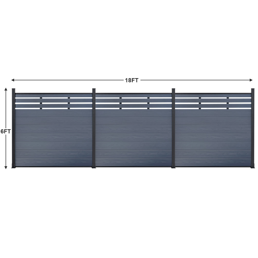 Mondaria Euro Style Contemporary Fence 8 ft H x 6 ft W-Aluminum post with Ground Screw Installation