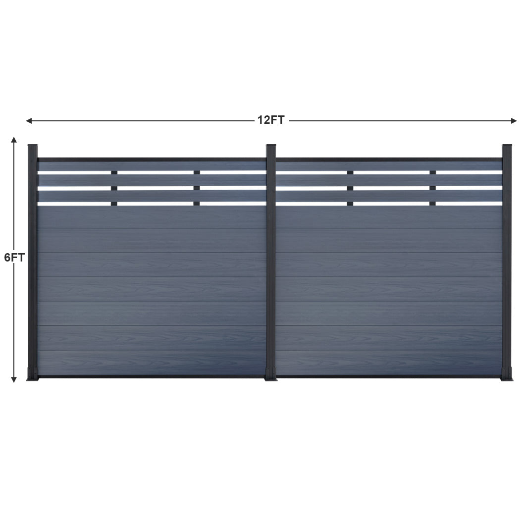 Mondaria Euro Style Contemporary Fence 8 ft H x 6 ft W-Aluminum post with Ground Screw Installation