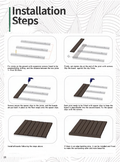 Mondaria Composite Decking Boards 96in*5.4in*0.9 Courtyard Terrace Rigid Surface Hard