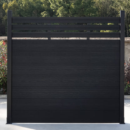 Mondaria Euro Style Contemporary Fence 8 ft H x 6 ft W-Aluminum post with Ground Screw Installation