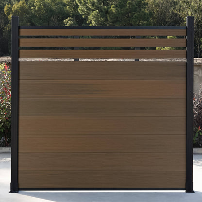 Mondaria Euro Style Contemporary Fence 8 ft H x 6 ft W-Aluminum post with Ground Screw Installation