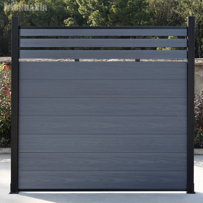 Mondaria Euro Style Contemporary Fence 8 ft H x 6 ft W-Aluminum post with Ground Screw Installation