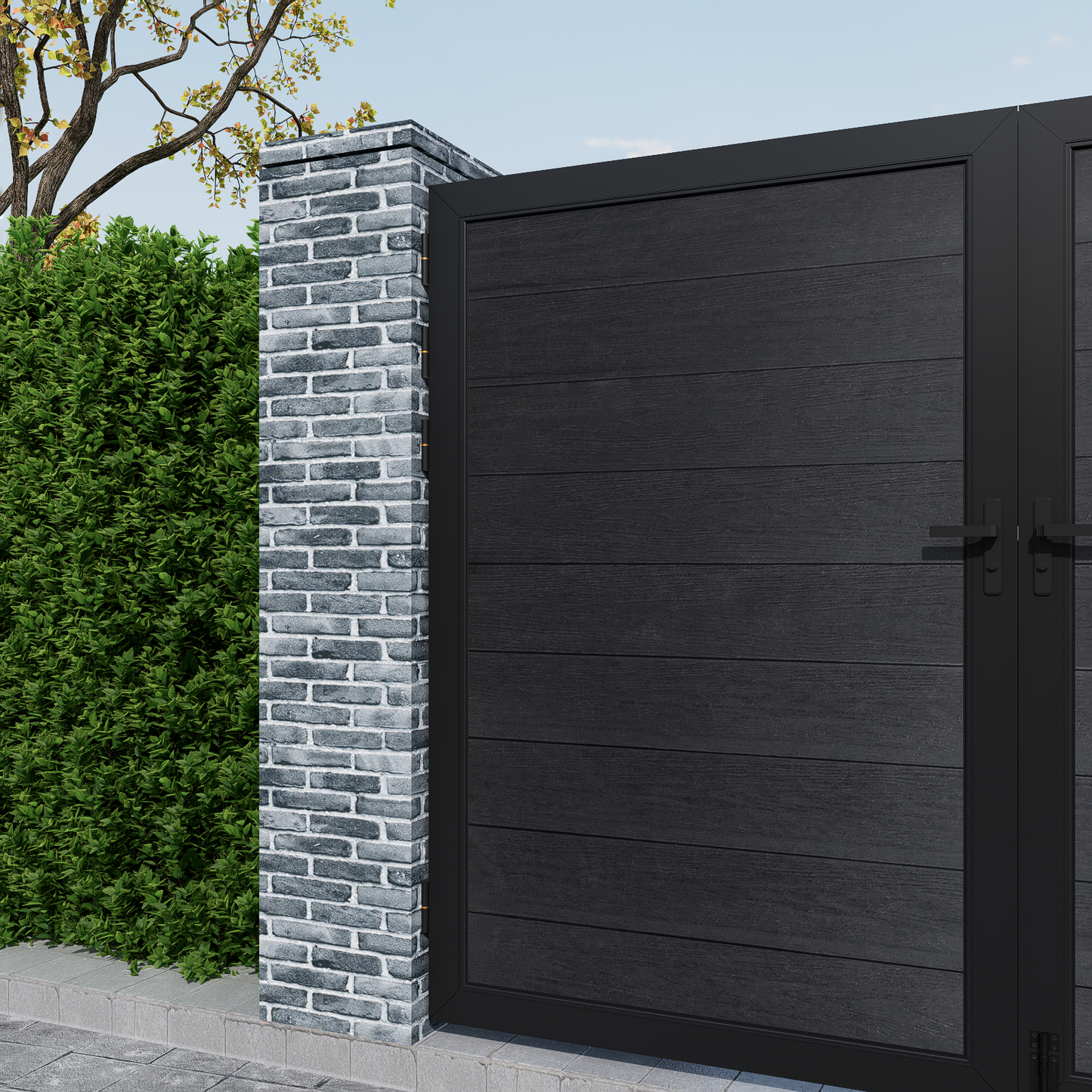 Mondaria Black 6ft x 8ft Privacy Fence & Driveway Gate - Double Garden Gate, Outdoor Fence Styles