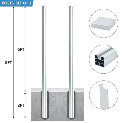 Mondaria 8 Ft Silver In-Ground Fence Post - Set of 2 (Concrete Installation)