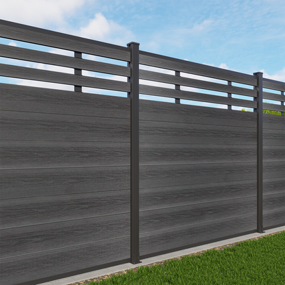 Mondaria Euro Style Contemporary Fence 8 ft H x 6 ft W-Aluminum post with Ground Screw Installation