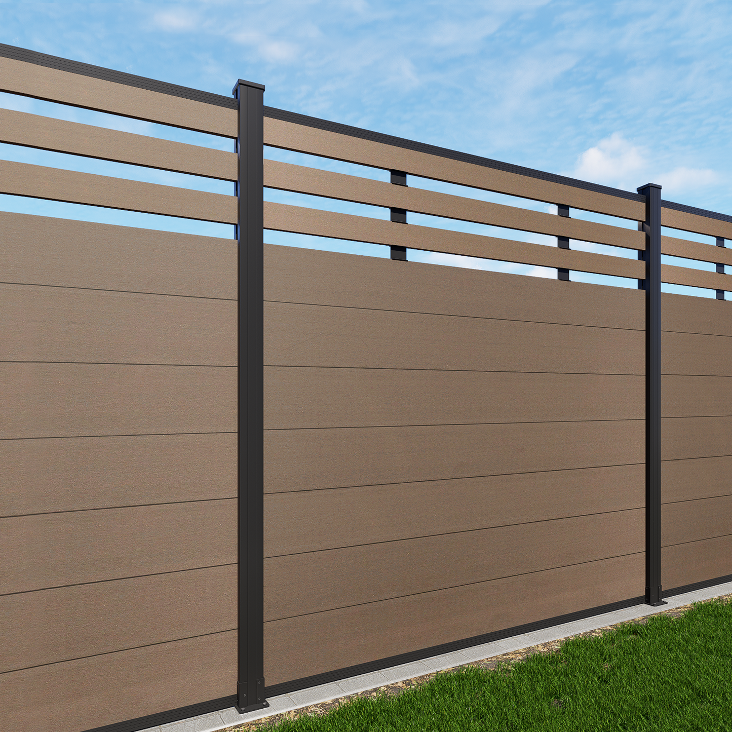 Mondaria Grey 72in*72in Composite Fence Panels , Aluminum post, Easy Install for Patios,Pools