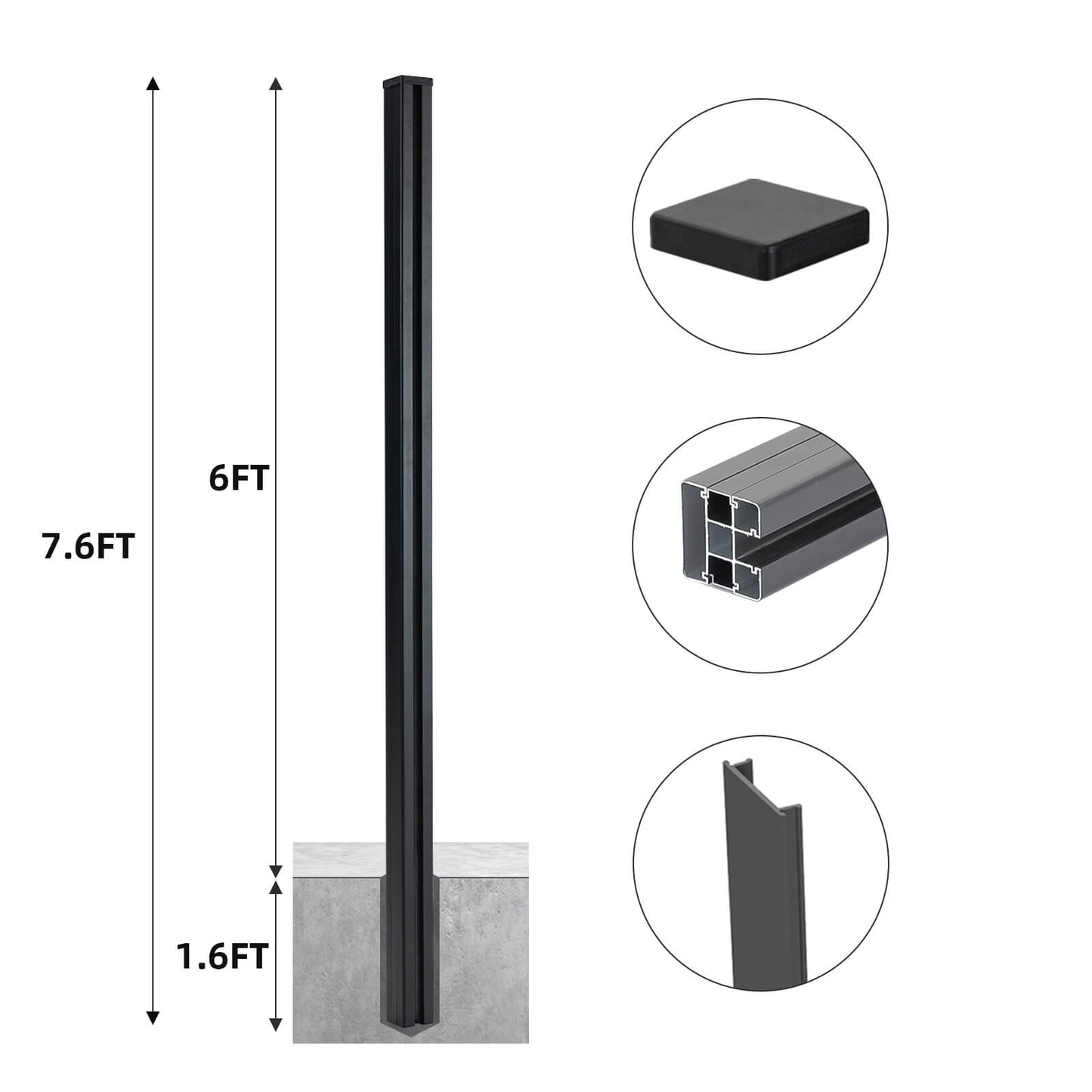 Mondaria 7.6 Ft Fence Post Inground Post Set of 1 (Pour concrete)