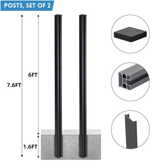 Mondaria 7.6 Ft Fence Post Inground Post Set of 2 (Pour concrete)