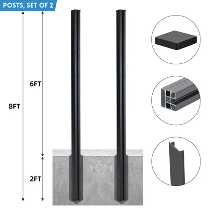 Mondaria 8 Ft In-Ground Fence Post - Set of 2 (Concrete Installation)