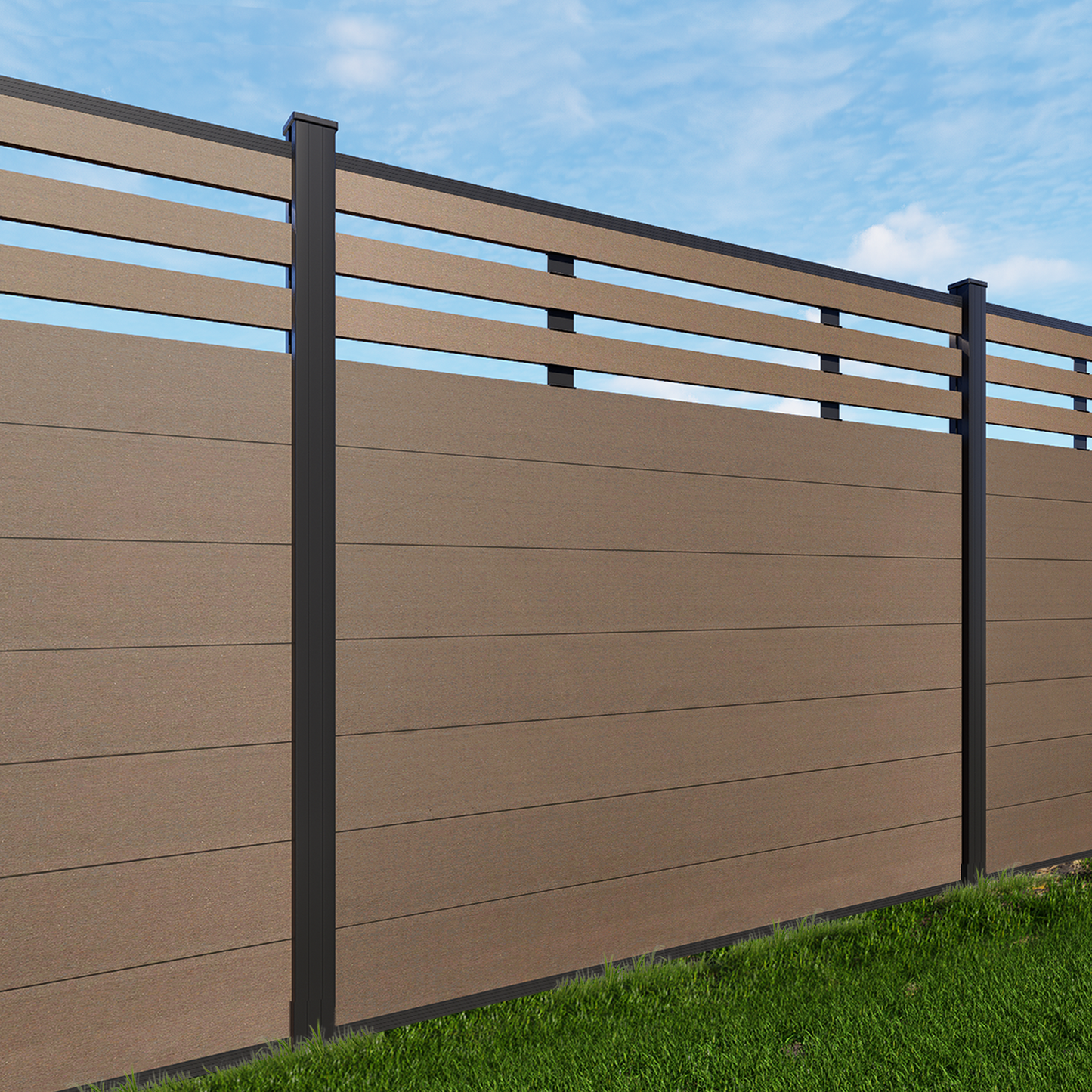 Mondaria 8ft x 6ft Brown Composite Privacy Fence Gate - Secure Outdoor Mixed Material Design