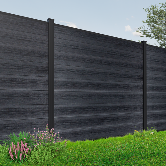 Mondaria Brown Composite Privacy Fence - Aluminum post, Modern Style for Patios & Pools