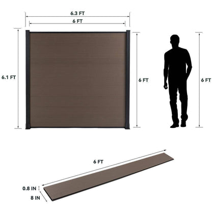 Mondaria Composite Fence 6 ft H x 6 ft W- Privacy, Security, Windproof for Farms Grained Finish