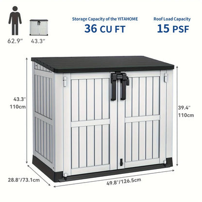 36 cu ft durable resin outdoor storage shed-weather-resistant, waterproof with lockable doors & air vent