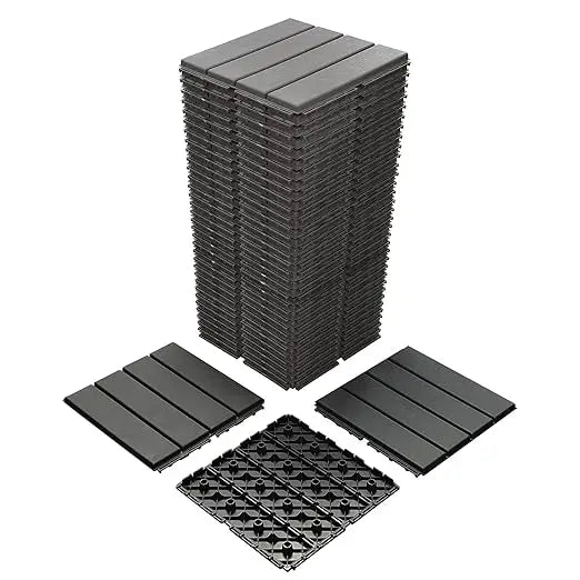 60 sq. ft Plastic Interlocking Deck Tiles,60 PCs Patio 12"x 12" Waterproof Outdoor Flooring, All Weather Use Decking Tiles