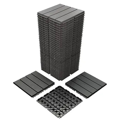 60 sq. ft Plastic Interlocking Deck Tiles,60 PCs Patio 12"x 12" Waterproof Outdoor Flooring, All Weather Use Decking Tiles