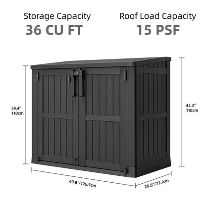 36 cu ft durable resin outdoor storage shed-weather-resistant, waterproof with lockable doors & air vent