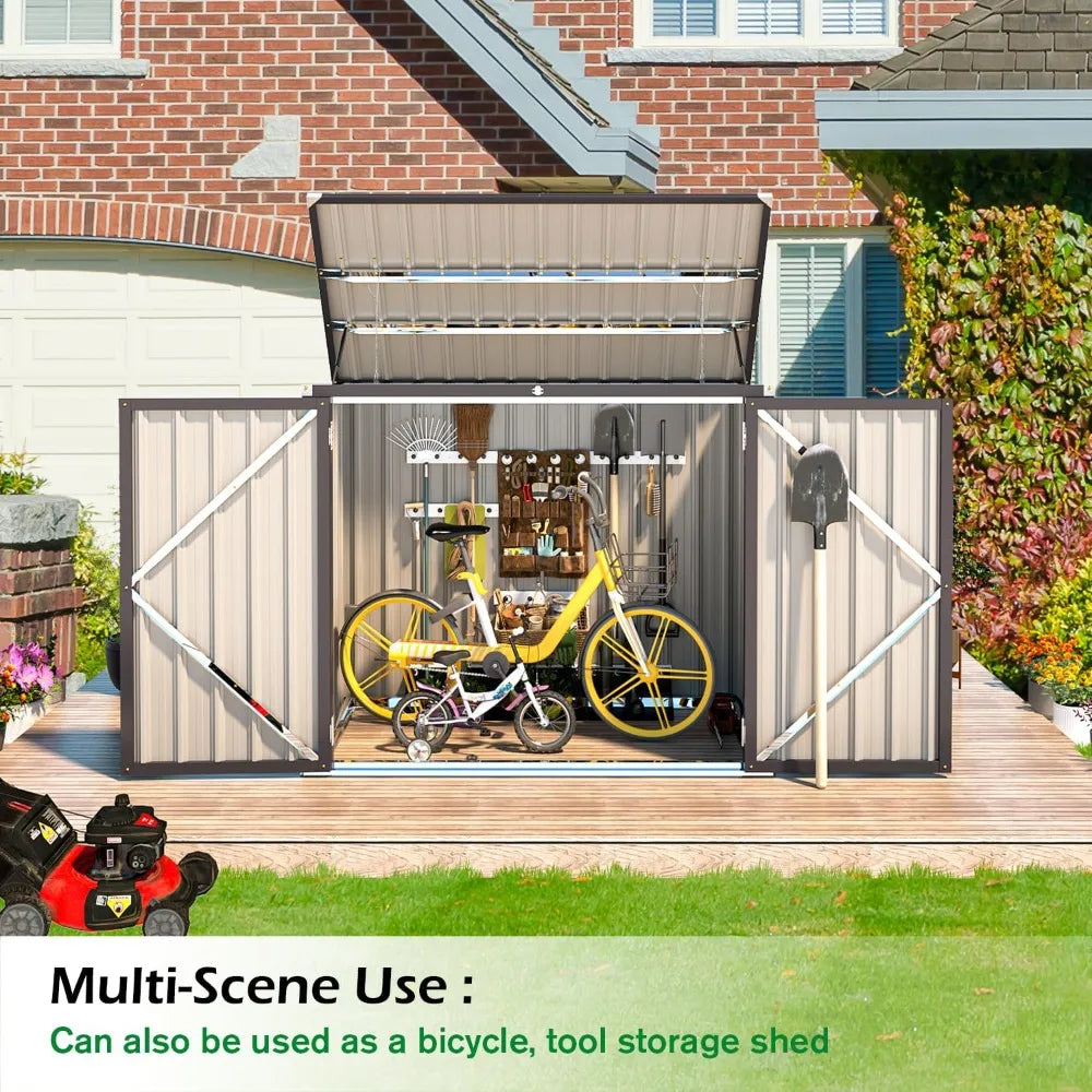 46 Cu.Ft Outdoor Trash Can Storage Bike Storage Shed, Horizontal Storages Cabinet Waterproof, Garbage Can Storage Bicycle Sheds