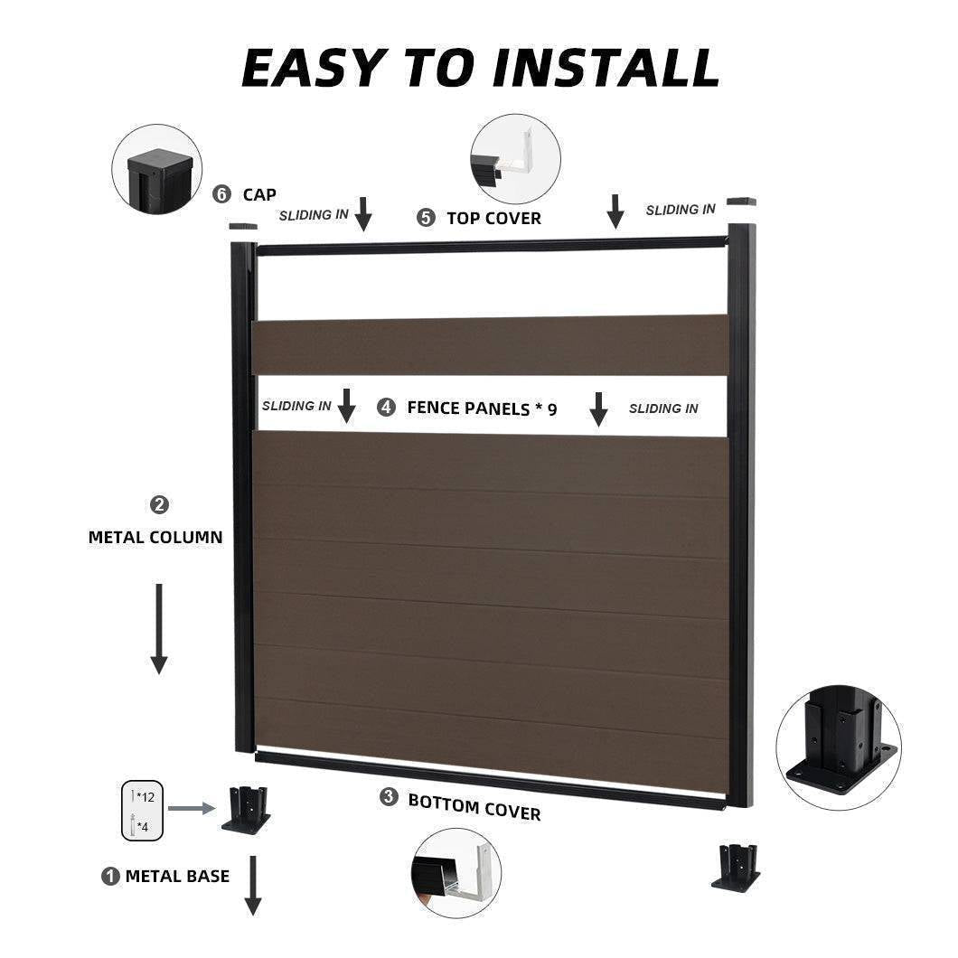 Mondaria Composite Fence 6 ft H x 6 ft W- Privacy, Security, Windproof for Farms Grained Finish