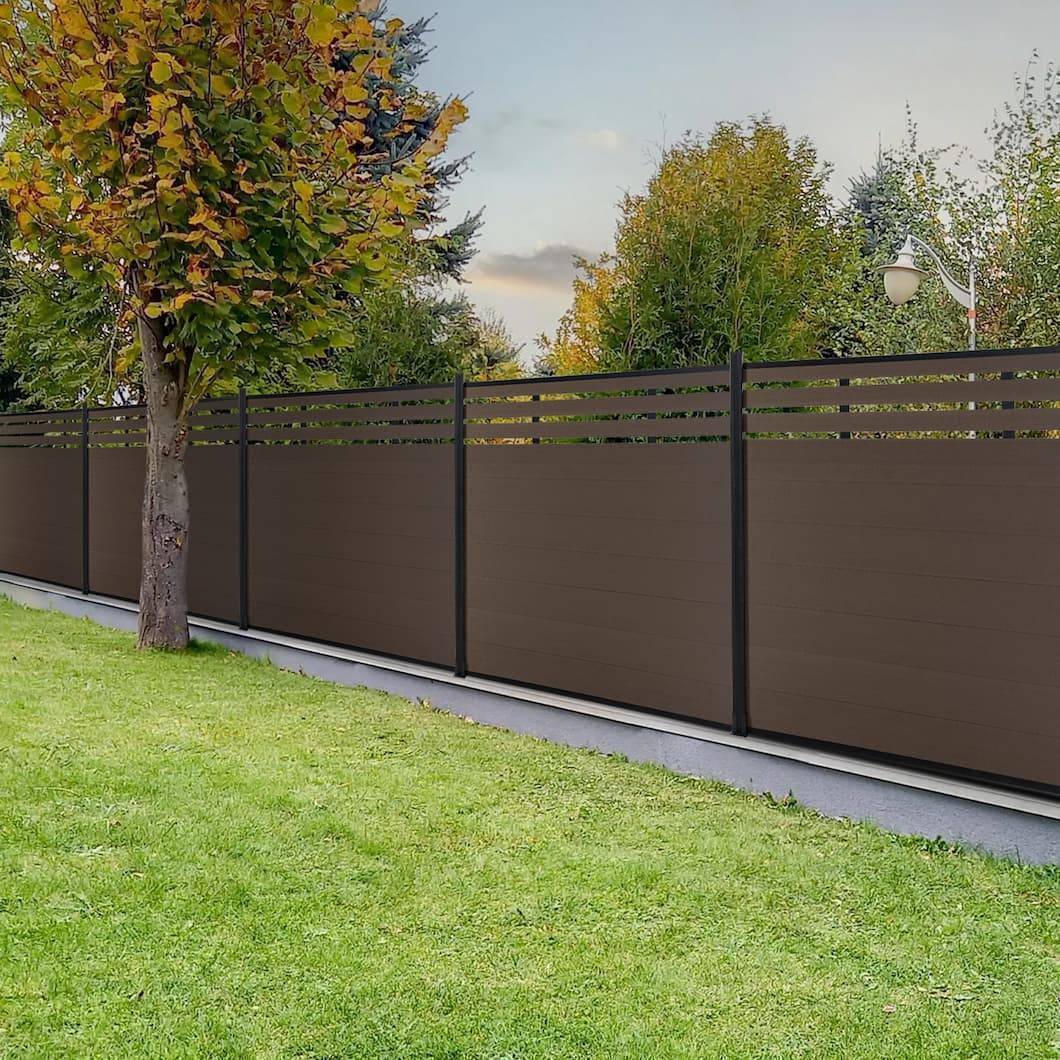 Mondaria 8ft x 6ft Brown Composite Privacy Fence Gate - Secure Outdoor Mixed Material Design