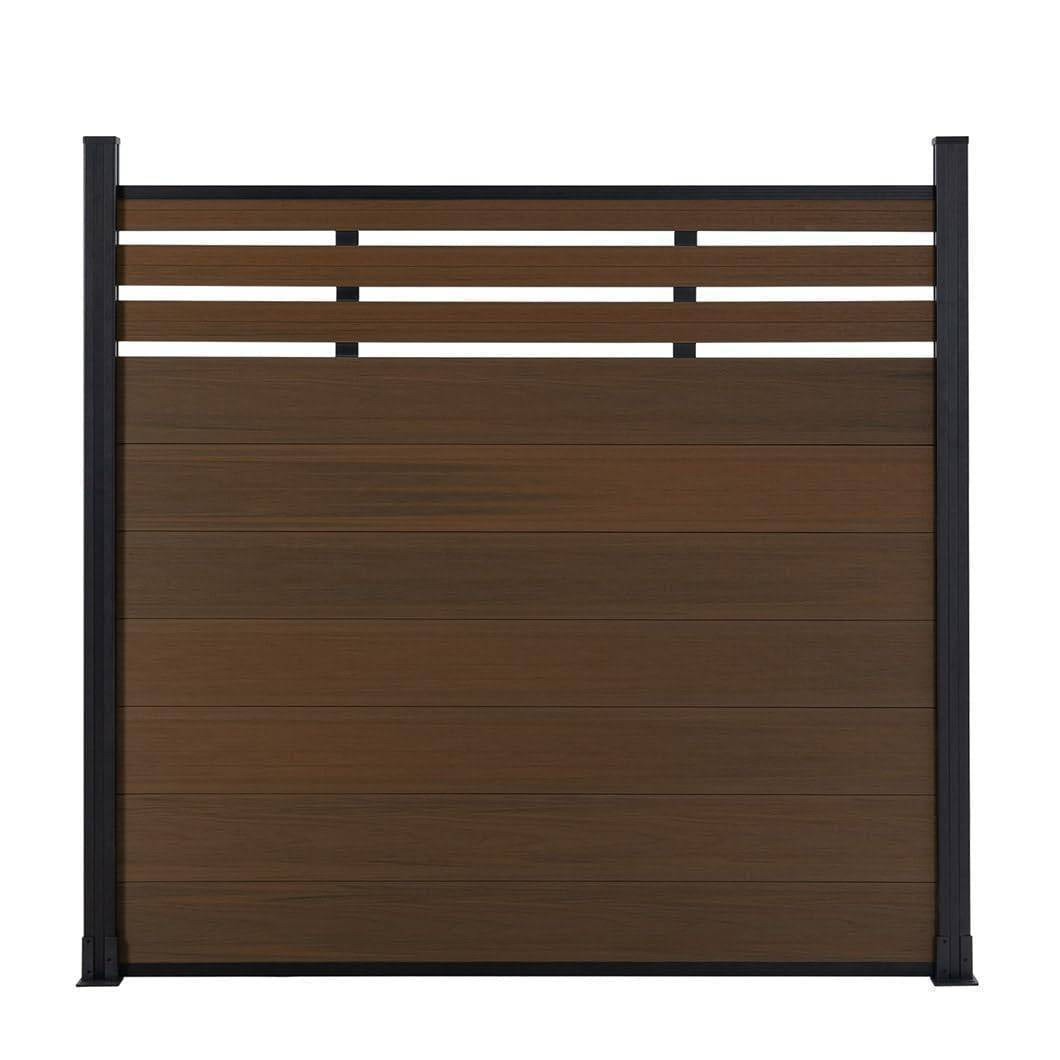 Mondaria Euro Style Contemporary Fence 8 ft H x 6 ft W-Aluminum post with Ground Screw Installation