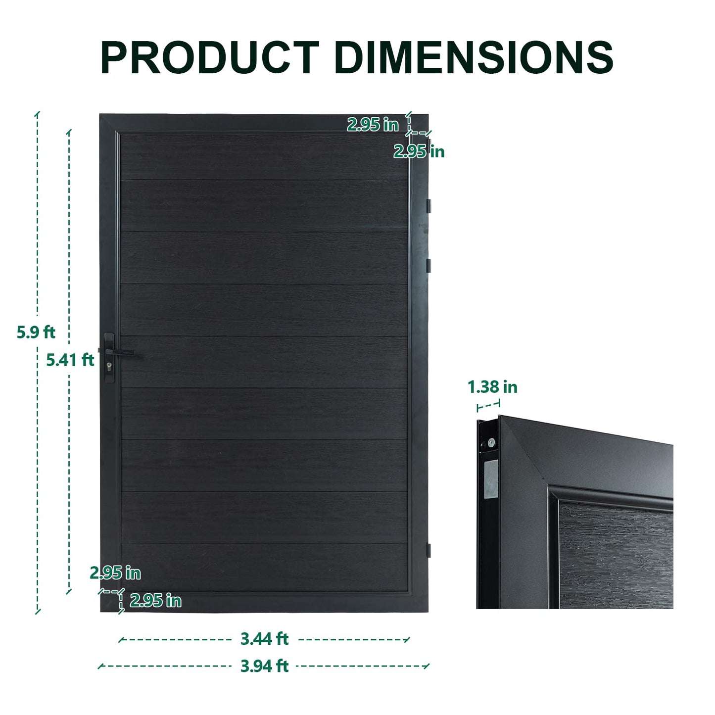 Mondaria 6ft(H)*4ft(W) Privacy Fence Gate Kit , with Metal Frame and Knob Kits