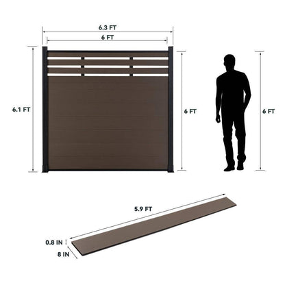 Mondaria Grey 72in*72in Composite Fence Panels , Aluminum post, Easy Install for Patios,Pools