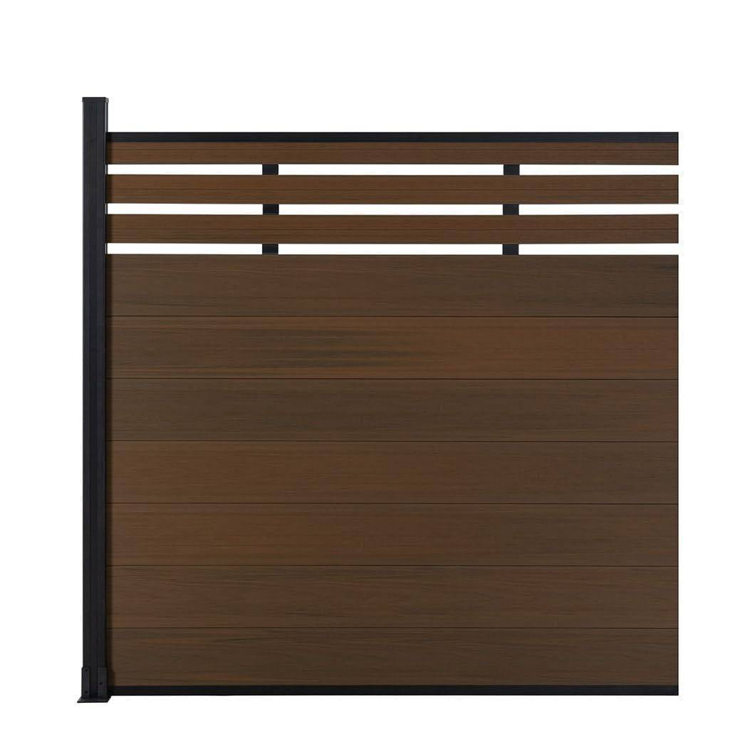 Mondaria Euro Style Contemporary Fence 8 ft H x 6 ft W-Aluminum post with Ground Screw Installation