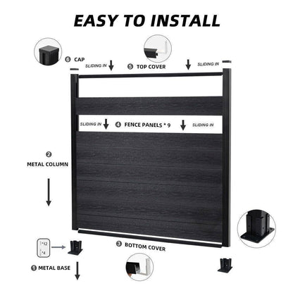 Mondaria Composite Privacy Fence 6ft*6ft - Windproof, Ground Screw Installation for Patios