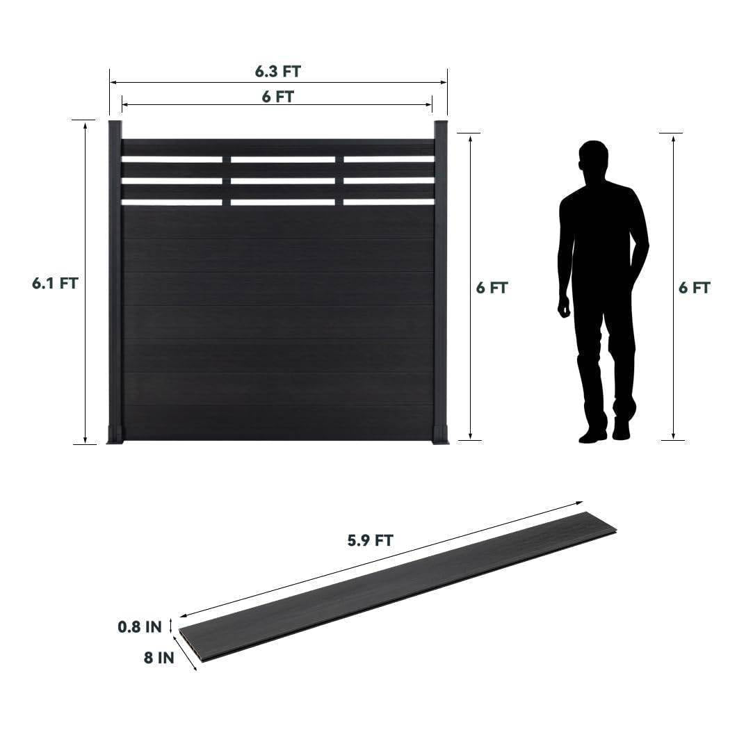 Mondaria Euro Style Contemporary Fence 8 ft H x 6 ft W-Aluminum post with Ground Screw Installation