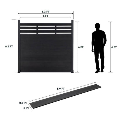 Mondaria Euro Style Contemporary Fence 8 ft H x 6 ft W-Aluminum post with Ground Screw Installation