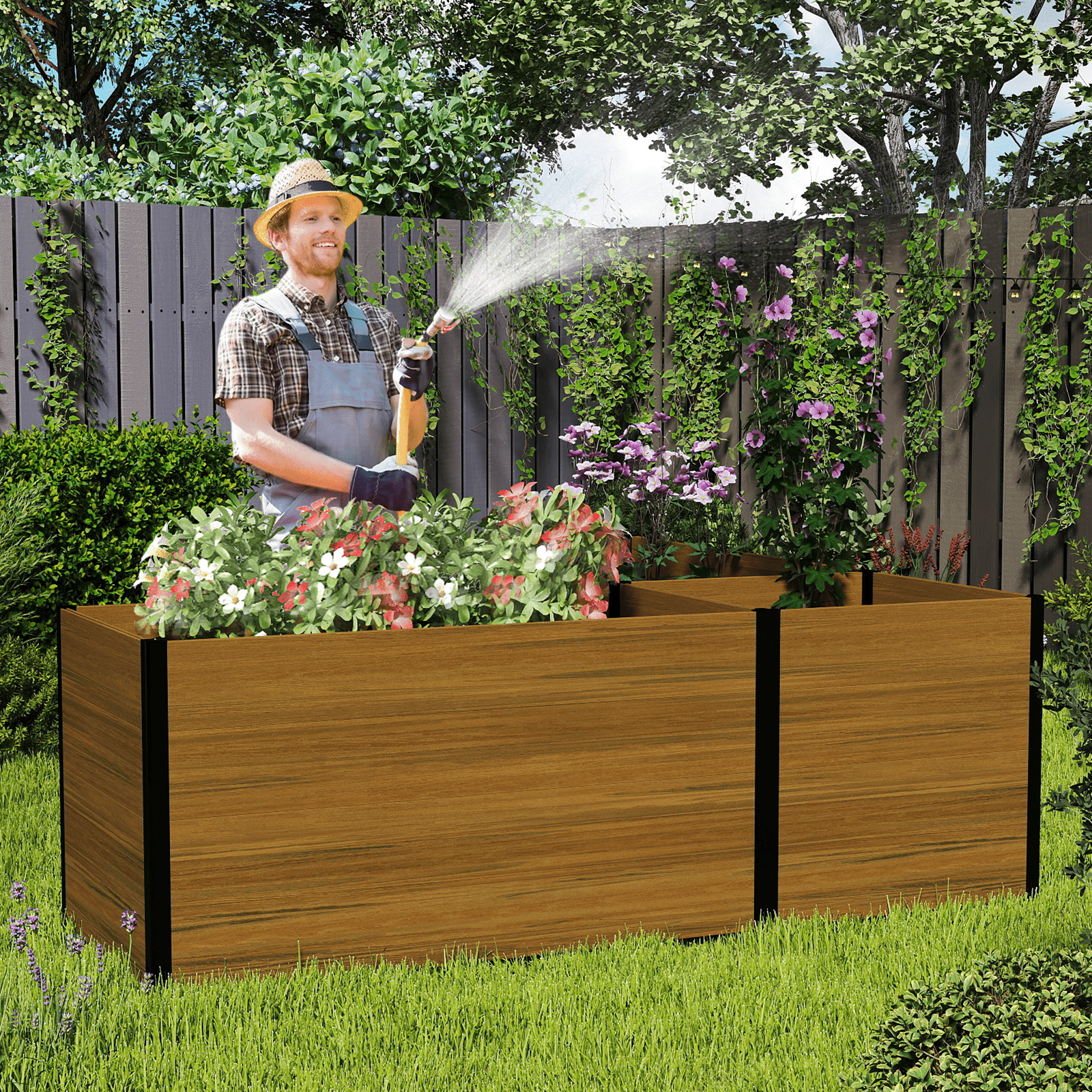 Large Modular Garden Bed with 3 Sections – Ideal for Vegetables, Herbs & Landscaping - CourtyardMart